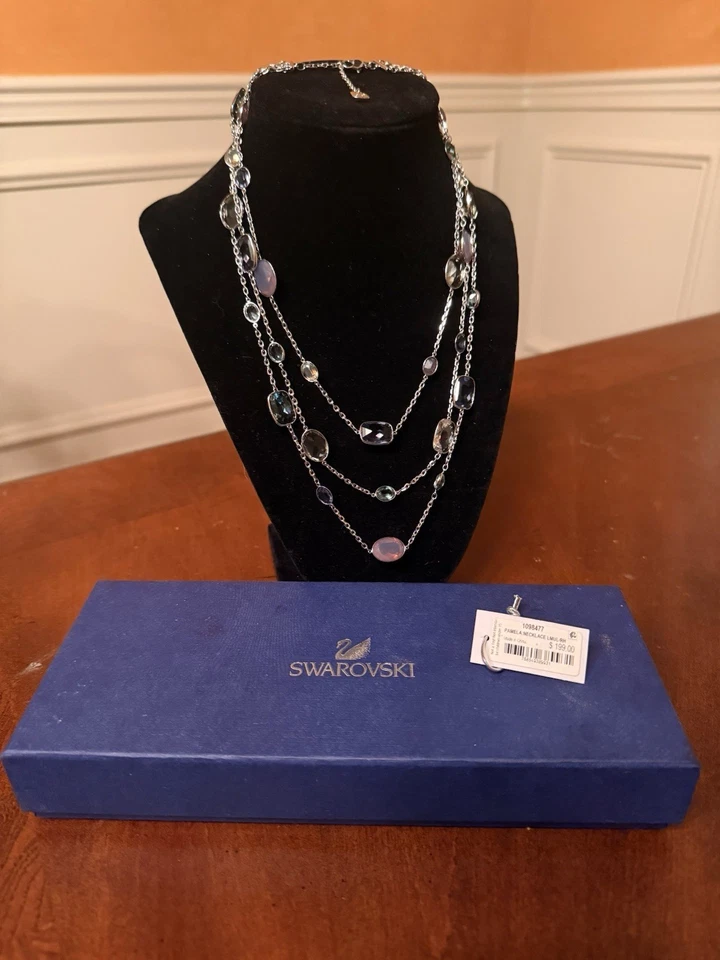 Genuino Collar de Cristal SWAROVSKI Triple Hilo Cristal Pamela