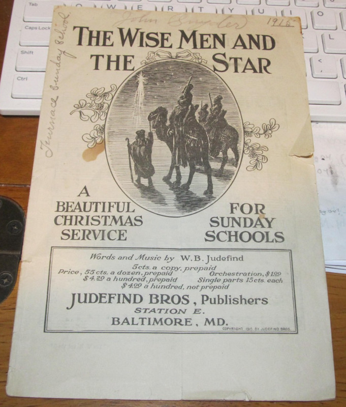 1915 Children's Music Booklet Judefind Bros Baltimore MD Hymns Christmas Service