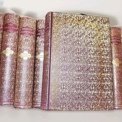 Volume Set Alexandre Dumas Up To 40 Books Fine Binding 1800s Red Gold Beautiful 
