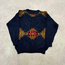 Vintage Strickpullover Abstrakt Gemustert Opa Strickpullover Herren M