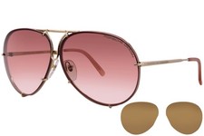 Porsche Design P8478 F156 Sunglasses Titanium Gold/Rose 69mm W/Extra Lenses