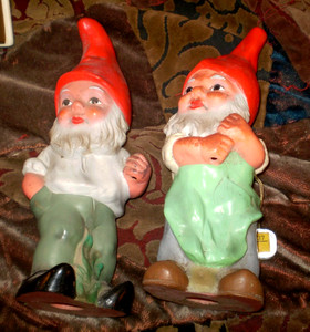 Vintage Heissner plastic  gnome figurines  West Germany  #937 and #932   9 inch