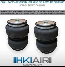 Dual Pack - Double Bellow 22mm Shaft Channel - Air Ride Springs Bags Suspension