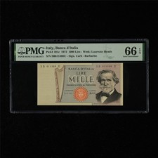 1973 Italy Banca d Italia 1000 Lire Pick#101c PMG 66 EPQ Gem UNC