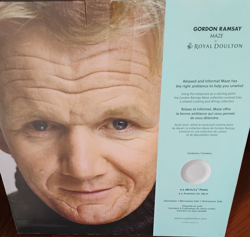 Gordon Ramsay Maze White Plates, 4 Piece Set, 11’ Plates, Brand New