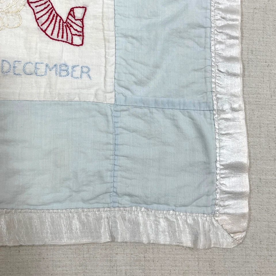 Manta Cuna Bebé Vintage Gatos Gatitos Costura Hecha a Mano Meses del Año Foto 2 de 4