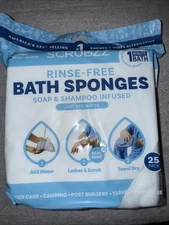10 Packs Scrubzz Rinse-free Bath Sponges  (25 Wipes Per Pack)