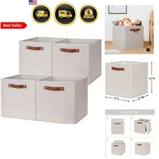 Storage Cubes Set of 4 12x12 Fabric Baskets Closet Organizers Collapsible