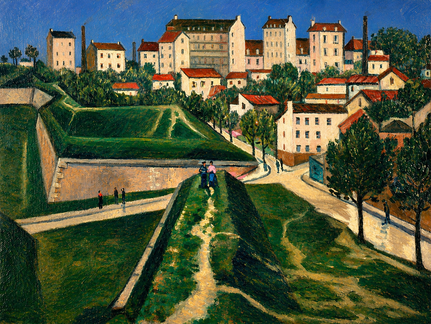 Stampa d'arte C. R. W. Nevinson Parigi fortificazioni 1913 17"x22"