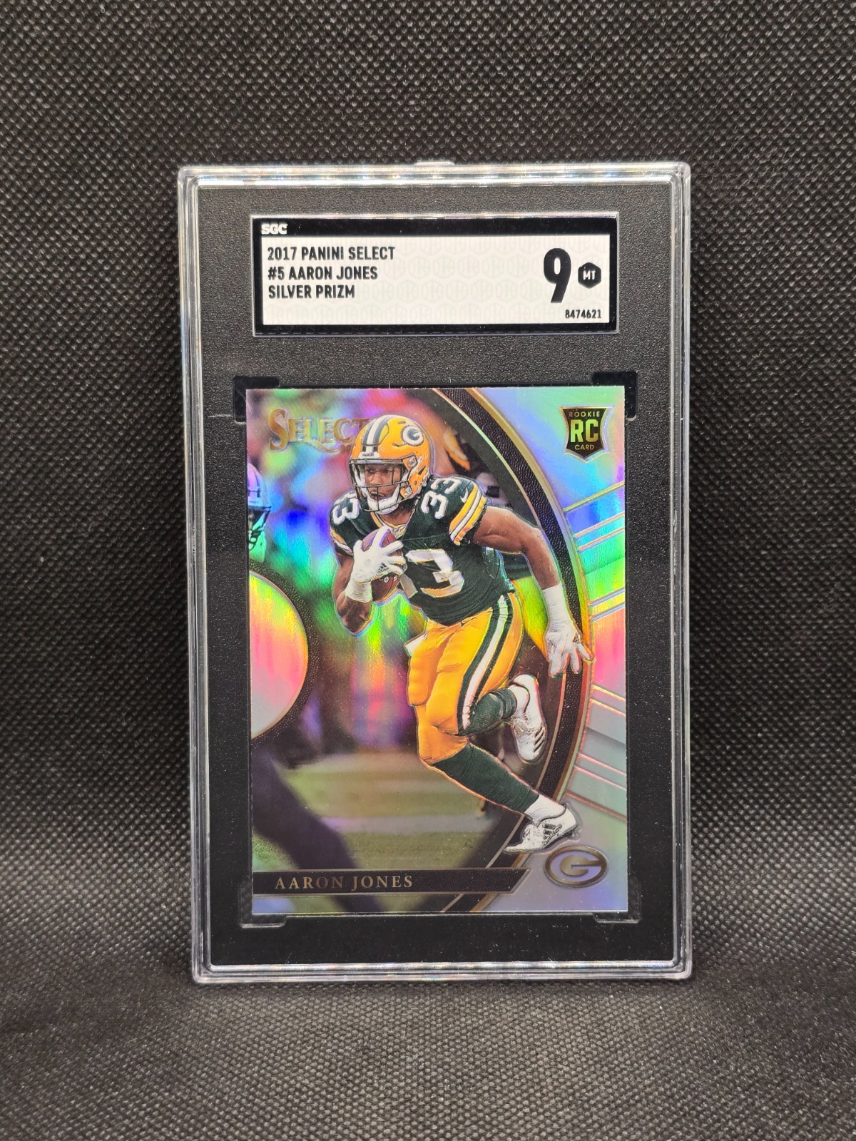 2017 Panini Select Aaron Jones Silver Prizm Concourse Level RC Rookie SGC 9