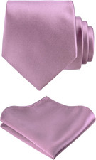 TIE G Solid Satin Woven dyed Color Formal Black Necktie and Pocket Square Sets i
