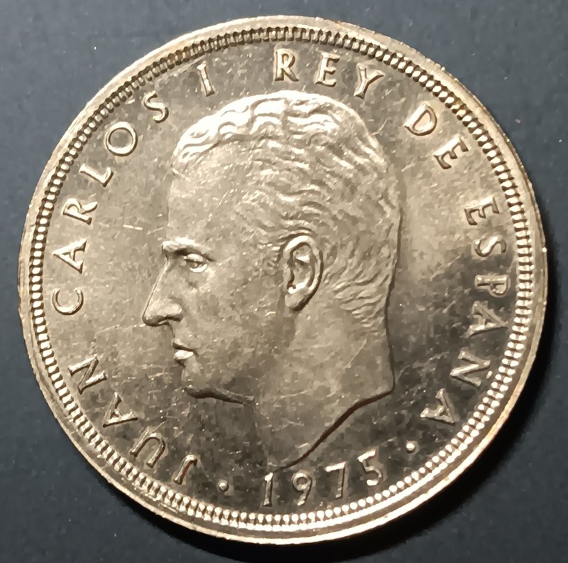 1975 (80) Spain 50 Pesetas, Appears Uncirculated, Misstrike