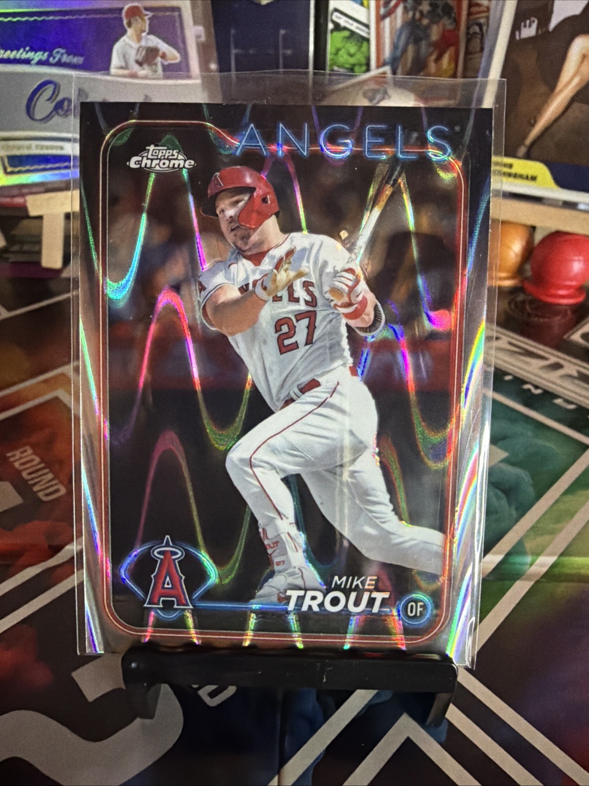 2024 Topps Chrome Baseball Mike Trout Raywave Refractor #200 Angels