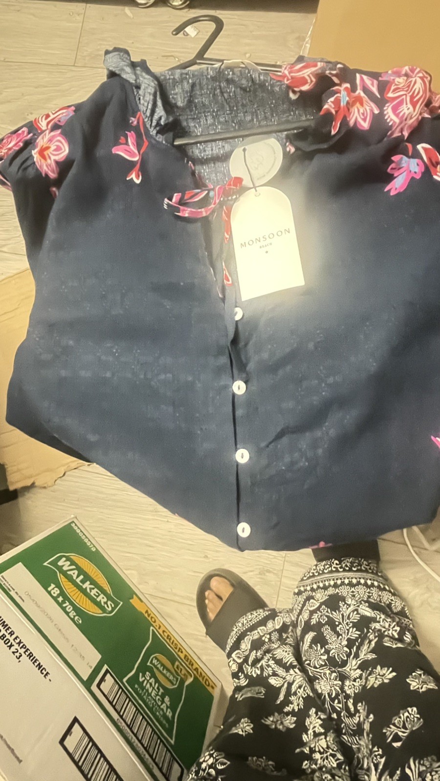 Monsoon Kayla Printed Dobby Blouse shirt Navy Size Medium RRP £58.99 New QVC image 10