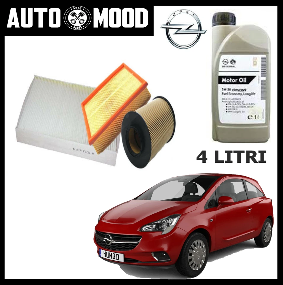Kit Tagliando Opel Corsa 1.0 1.2 1.4 Benzina Gpl Dal 09.2014 4L Olio Opel 5w30