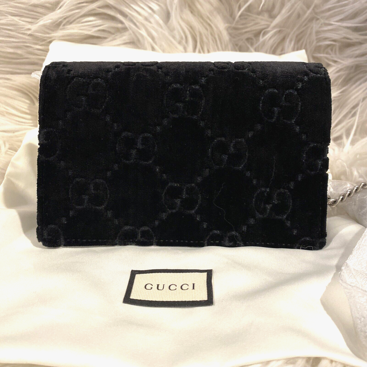Gucci Dionysus GG Logo BLACK Velvet Crystal Mini Shoulder Gucci Dionysus GG Logo BLACK Velvet Crystal Mini Shoulder