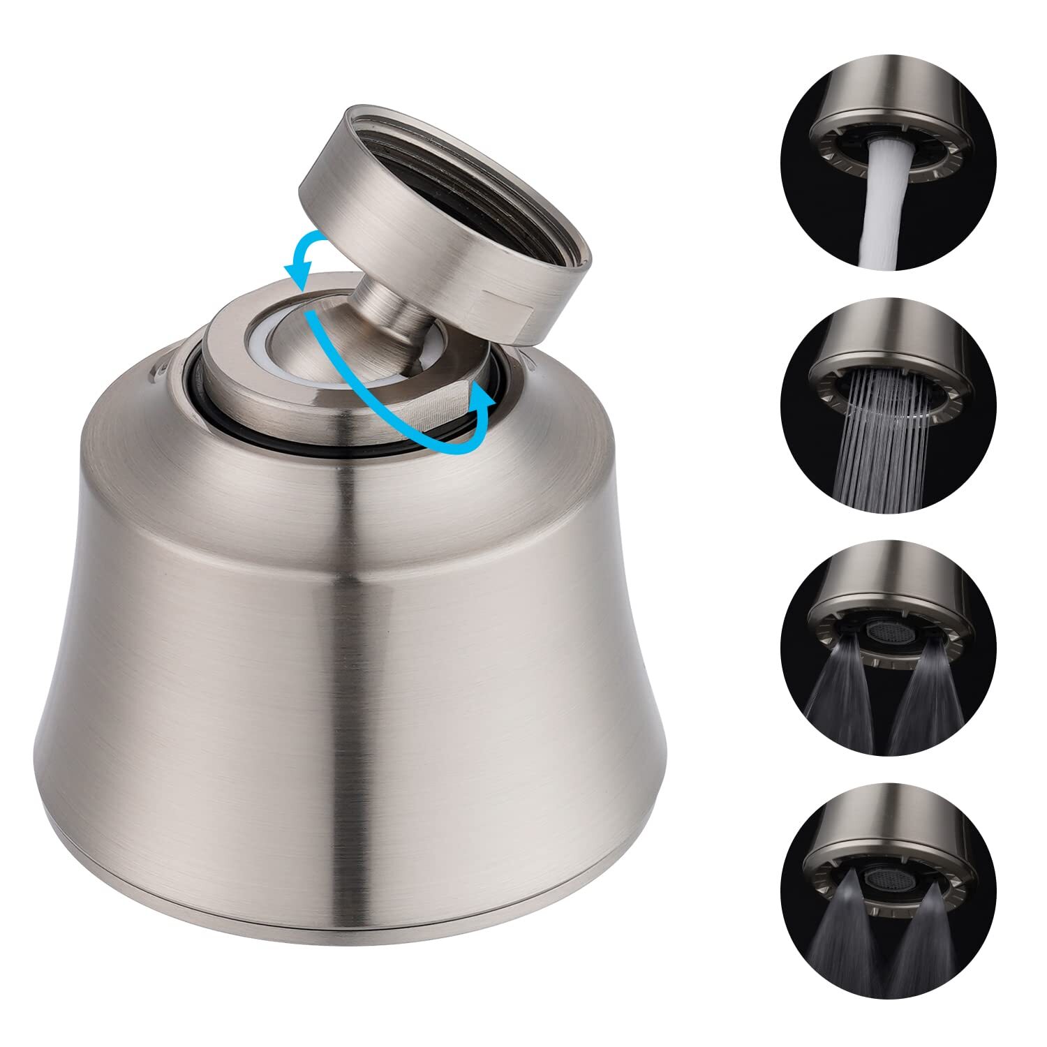 Big Angle Swivel Sink Faucet Aerator,360 Degree Kitchen Sink Faucet with 4 Modes