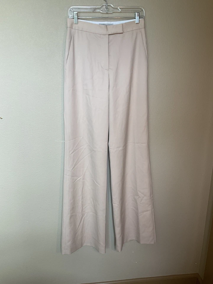 Stella McCartney 2020 Spring Show High Waisted Flare Pants Tan Silk Lined *NEW* - Image 3 of 4