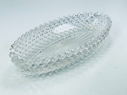 Vintage Geometric Diamond Starburst Glass Jewelry Coin Trinket Candy Dish - Picture 6 of 9