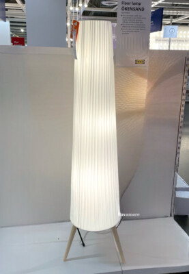 Ikea ÖKENSAND Floor lamp, beech/Textile Shade white 61 