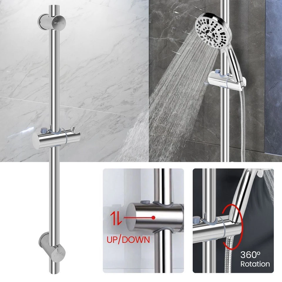 Edelstahl Verstellbar Duschstange Wandhalterung Brausekopfhalter Variabelhalter - Bild 3 von 4