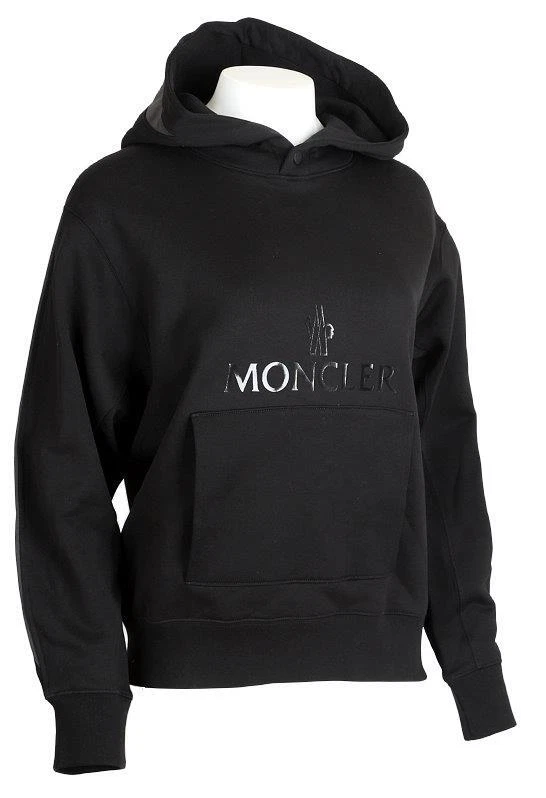 NUOVA FELPA CON CAPPUCCIO DONNA MONCLER LOGO NERO COTONE TOP SMALL