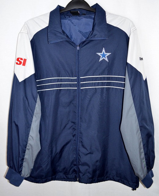 NFL Team Apparel Dallas Cowboys SI Reebok Windbreaker Jacket Blue Zip