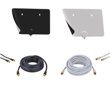 TV Digital Indoor Dual-Color Flat Antenna with RG6 Coaxial Cable – HDTV VHF UHF