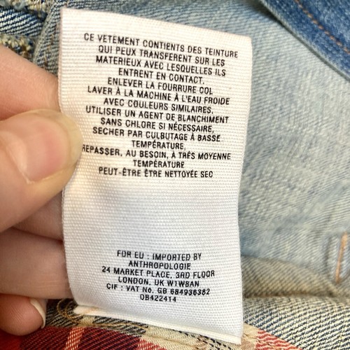 Pilcro and the Letterpress Denim Jean Jacket Plaid Flannel Leather Sz M Cropped - Bild 11 von 24