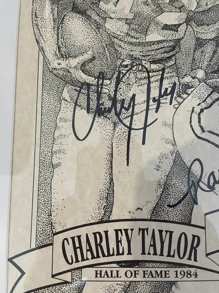 NFL HOF SIGNED 16x20 FRAMED PHOTO Raymond Berry, Lenny Moore, & Charley Taylor! - Image 4 of 4