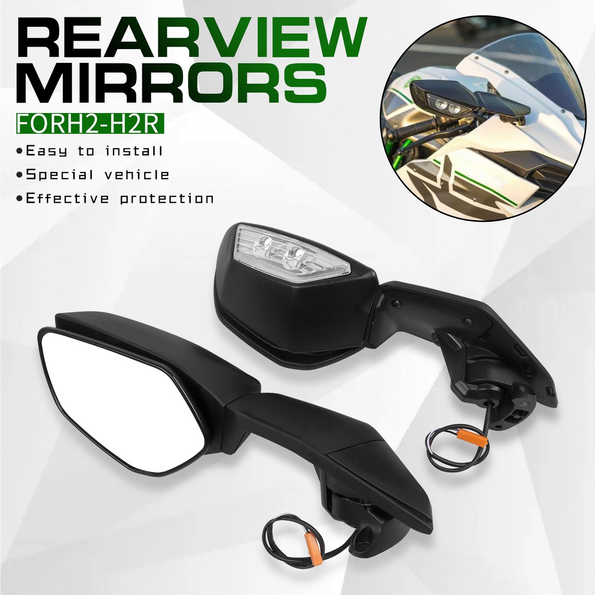 LED Rear view Mirrors Turn Signal For Kawasaki Ninja H2