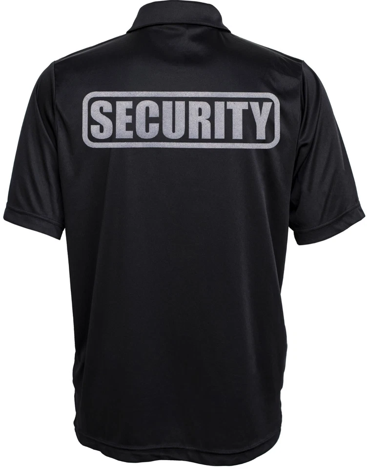 SECURITY Black Polo REFLECTIVE design, Performance Polo w/ moisture wicking - Image 3 of 4