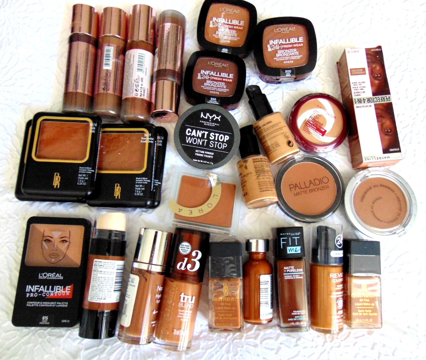 Lot of 30 Makeup Bundle Foundations Powders L'Oreal Maybelline Nyx Covergirl