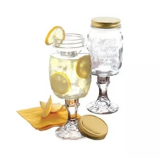 Gibson Home Boogaloo 2 Piece Glass Mason Jar Wine Glass Set 17oz (502 ml)