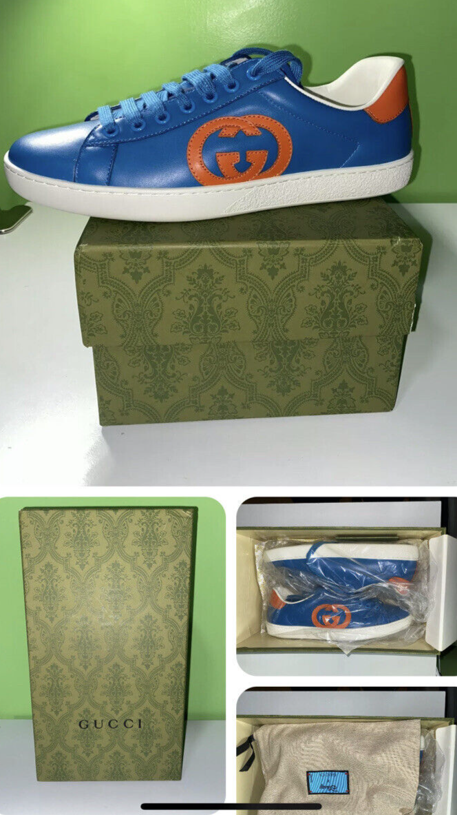 New Auth Gucci X Disney Ace Men Sneakers Interlocking G Blue