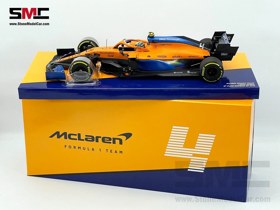 McLaren F1 MCL35 #4 Lando Norris Austriaco 2020 1:18 MINICHAMPS Caja de regalo + calcomanía Foto 3 de 4
