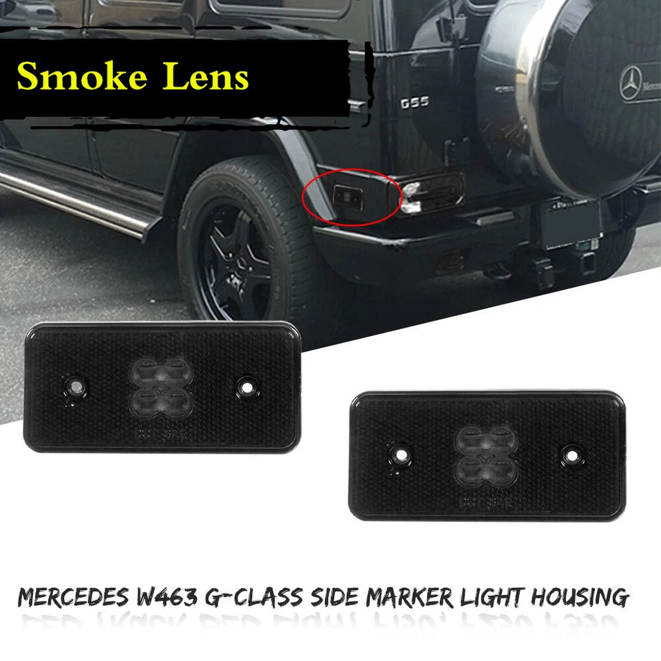 Juego de carcasas de luces marcadoras laterales traseras ahumadas para Mercedes Benz G500/G550 2002-15 Foto 2 de 4