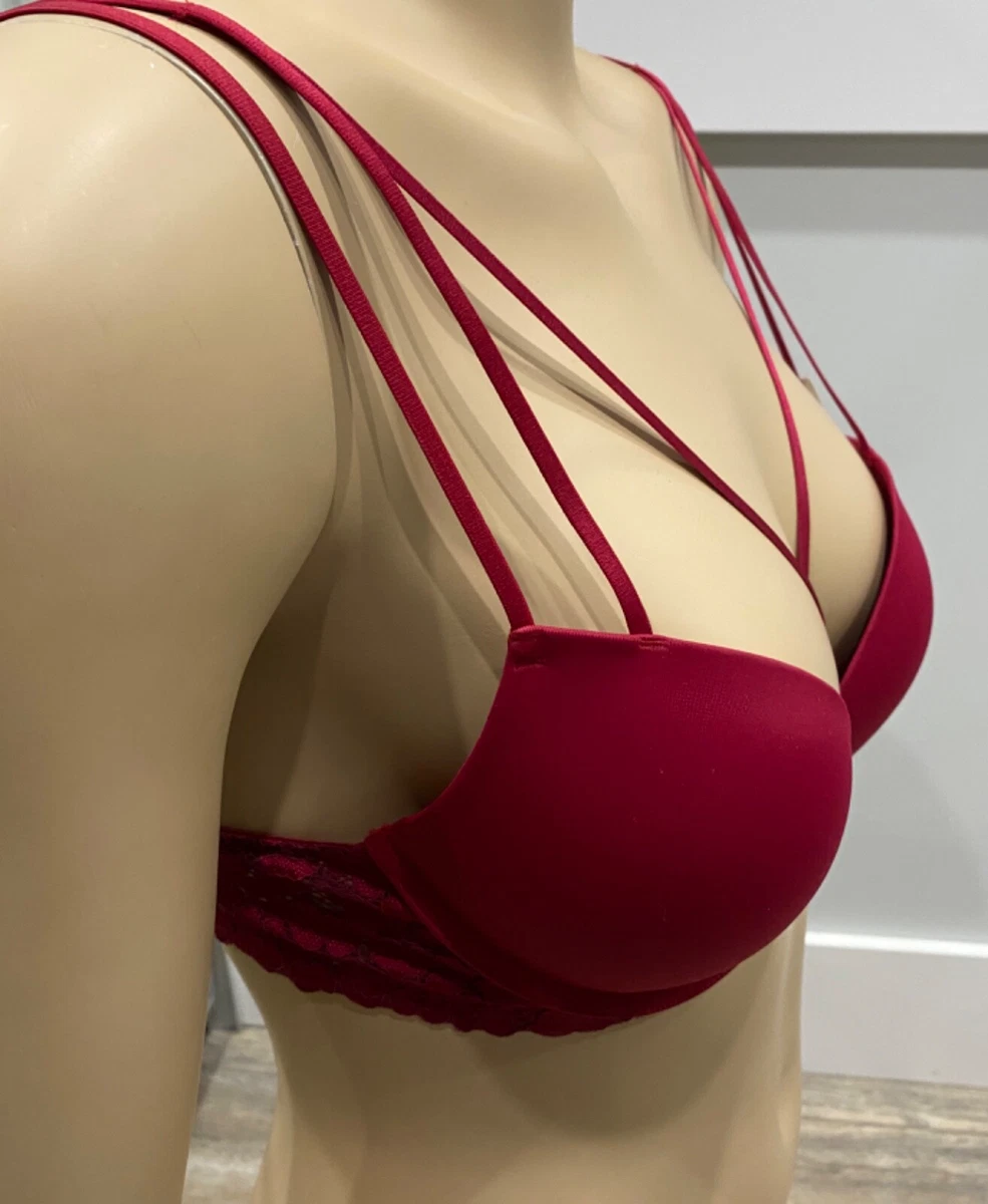 La Senza Sexy Wine/Red Lace Push Up Bra NWT 34B