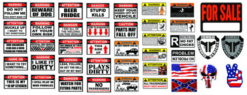 R/C 1/10 Scale Warning Body Decal Stickers SHEET OEM Crawler Graphic Off Road RC - Foto 1 di 4