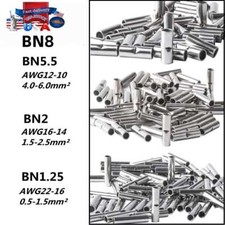 Non-Insulated BN1.25-8 Copper Wire Butt Splice Connector Ferrule Crimp Terminals