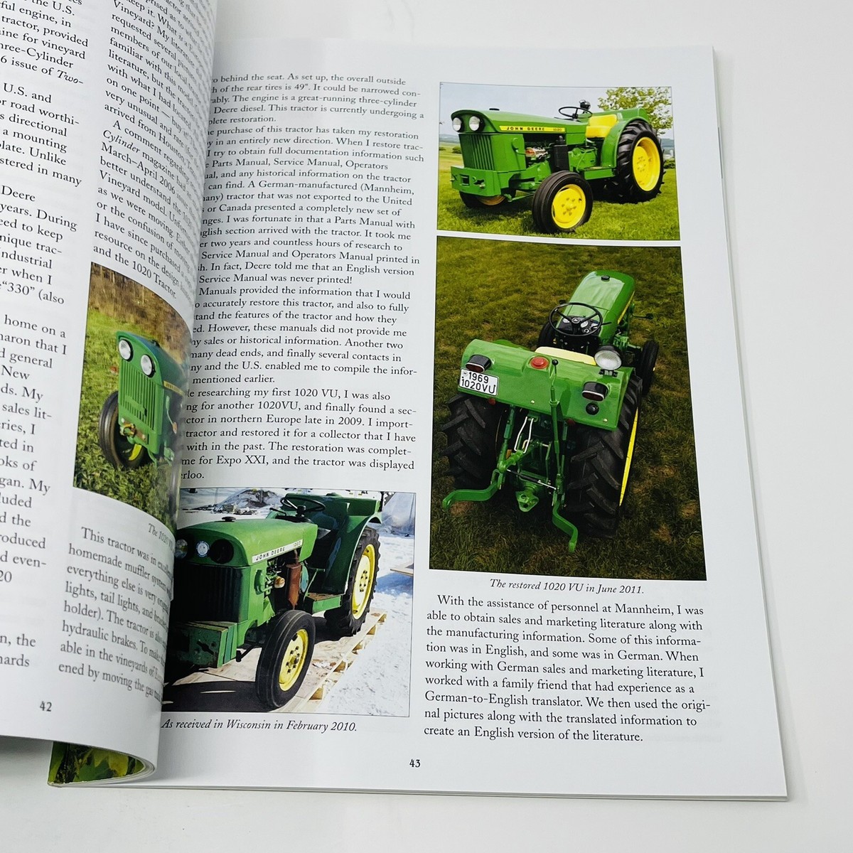 2012 John Deere Tractor Two Cylinder Magazine 20 30 Series 1020 VU