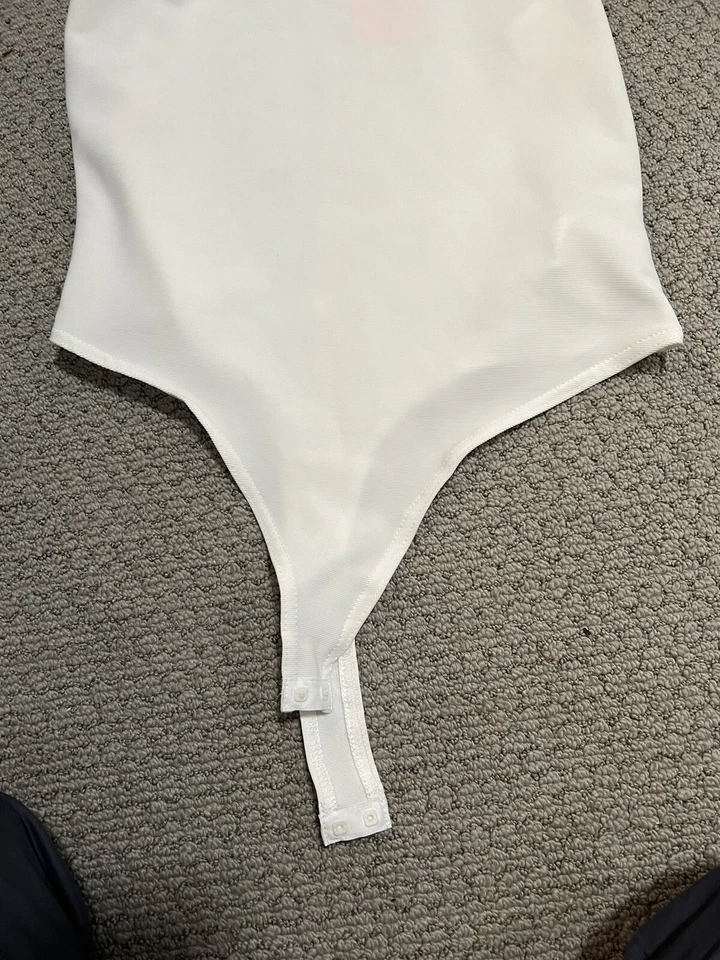 Body para mujer Missguided Petite acanalado cuello cuadrado blanco talla US:10 UK:14 Foto 3 de 4