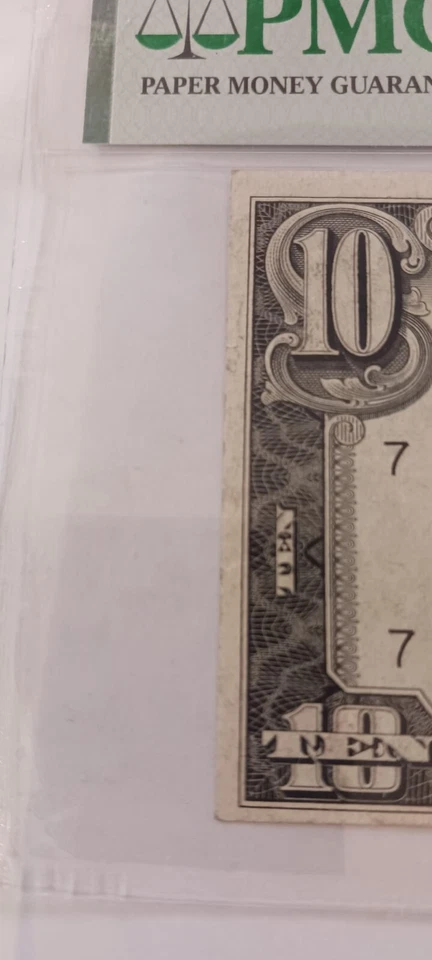 Error $10 1934c Misaligned Federal Reserve Note #37608476D Chicago PMG 35 CVF - Image 4 of 4