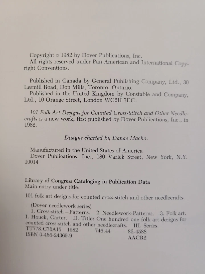 101 Folk Art CountedCross Stitch Needlecraft Design Pattern Dover Needlework VTG - Image 4 of 4