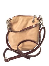 Borsa a mano donna a tracolla in pelle misura piccola beige/marrone tracolla staccabile
