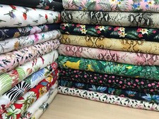  PRINTED Viscose fabric 150cm wide tropical florals  roses dress materials 