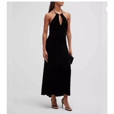 Veronica Beard Josette Velvet Chain Halter Maxi Gown Dress Sz 0 NWt 798