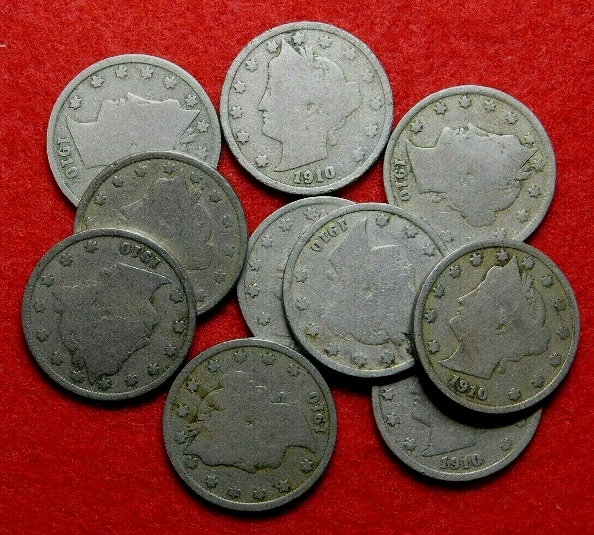 1910 Liberty Nickel G+ 10-coin lot 1/4=ROLL #22001910 | eBay