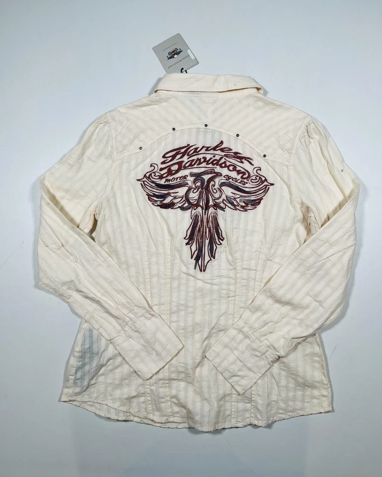 Harley-Davidson рубашка женщин большой с белым длинным рукавом Eagle назад 96270-15VW - Изображение 2 из 4