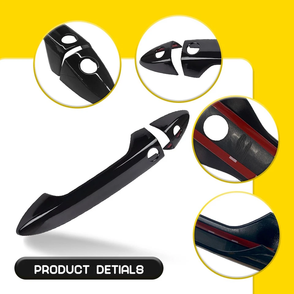 Cubiertas de manija de puerta exterior negras con llave inteligente 4-40X para Honda Ridgeline 2017-2022 Foto 2 de 4